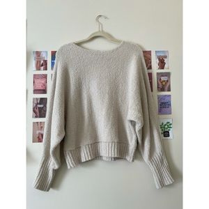 beige fuzzy sweater
